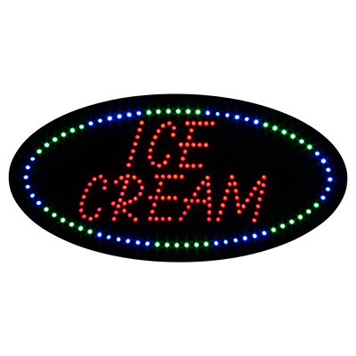 19*10 Inches LED Ice Cream Open LED Sign Super Bright Electric Advertising Display Board for Gelatos Smoothies Milkshake Shop