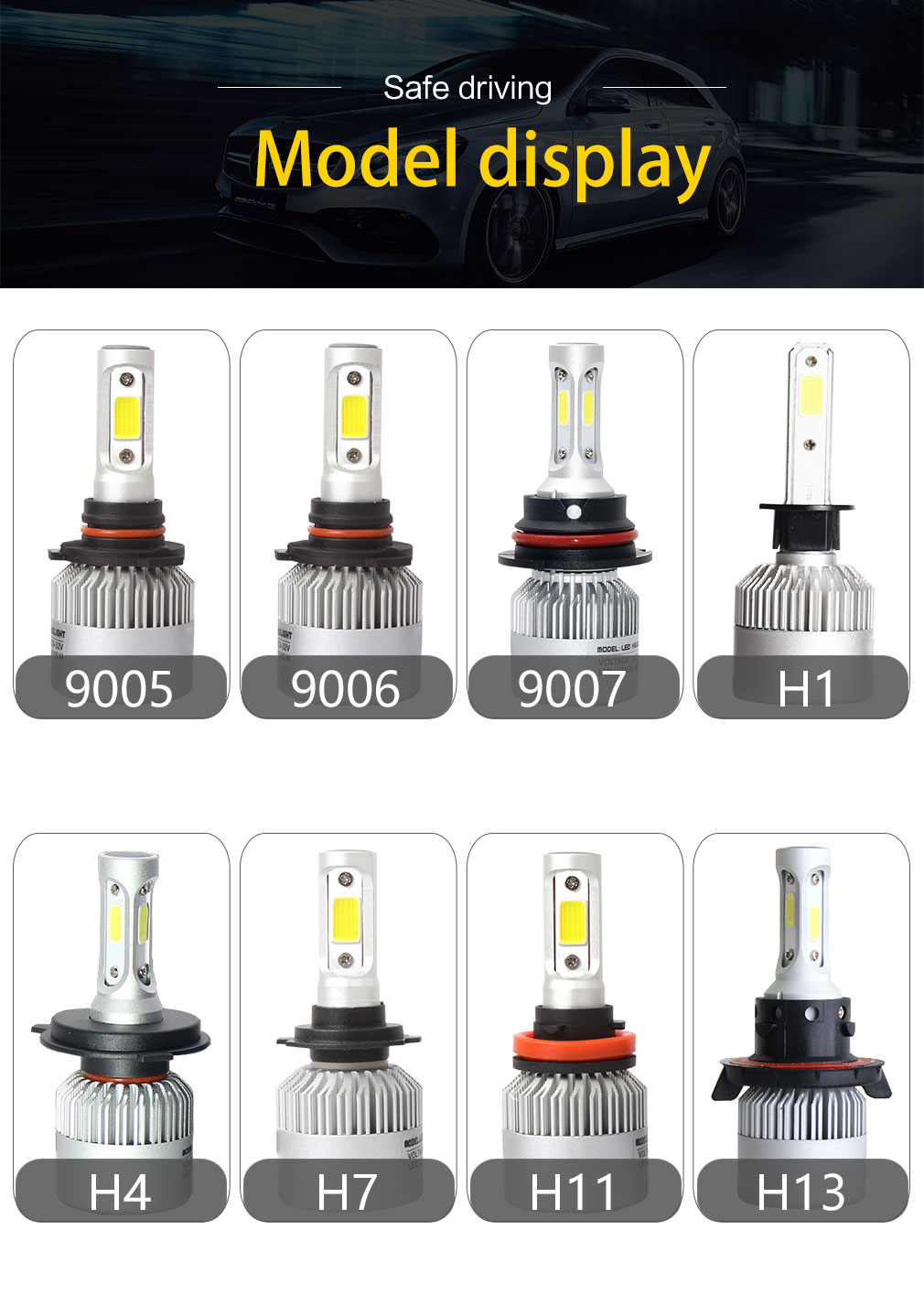 Wholesale s2 led headlight bulb h7 h1 h4 9005 9006 9007 car auto headlight bulb c6 led