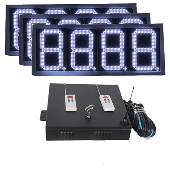 Hidly 12 Inch 7 Segment  3 Sets White  LED  Outdoor Waterproof Digital  Gas Price Display--Complete Package w/ RF Remote Control