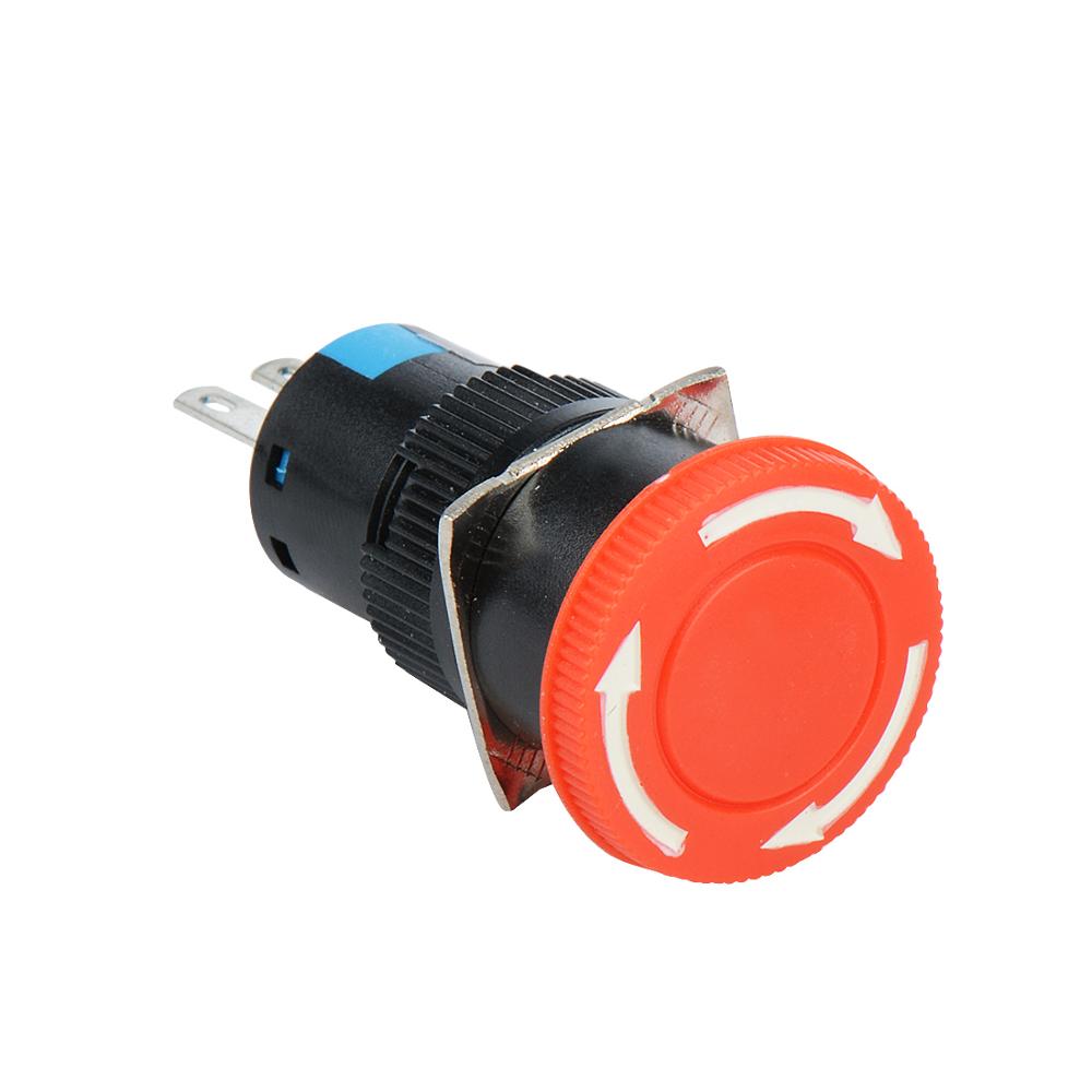 LA16Y-11ZS 16mm Mushroom emergency stop switch 3 pins 1NO1NC 16A 250V, latching emergency stop push button switch 16mm red