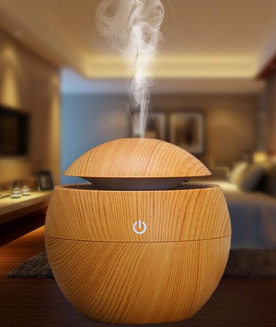 Amazon Best Sellers 2018 Aroma Held Hand Wood Grain 130ml Cool Mist Humidifier with Auto Shut-off & Eco-friendly Oil Diffuser