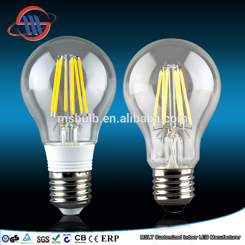 2015 A60 filament led bulb e27 factory wholesale vintage e27 4w 6w