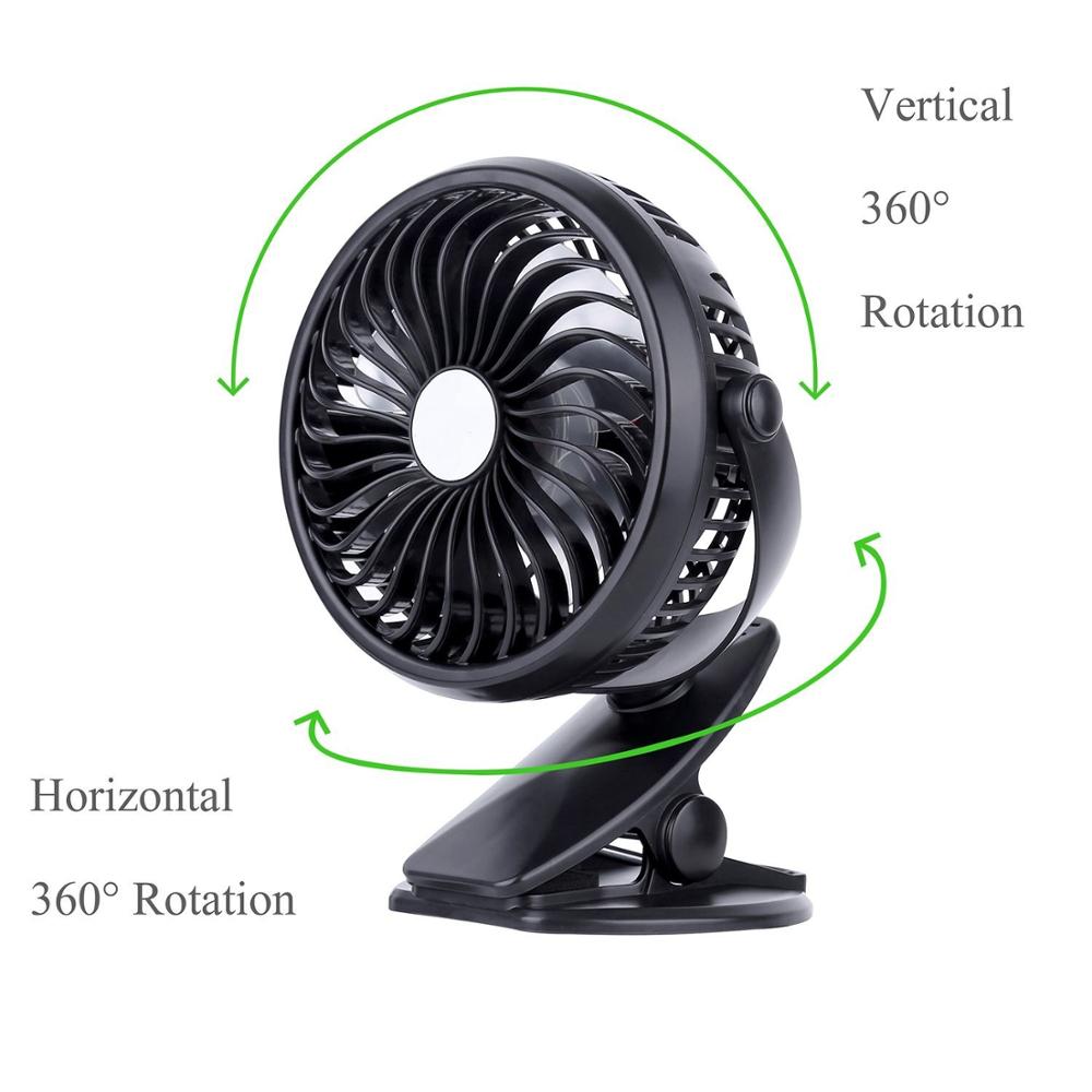 Goldmore USB rechargeable desk USB fan with clip, dual power portable fan for Home Office Dormitory Bedroom