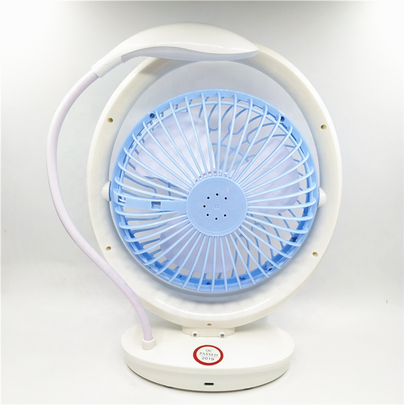 Rechargeable fan with light portable rechargeable fan with reading lamp 2 in 1 JR-2018