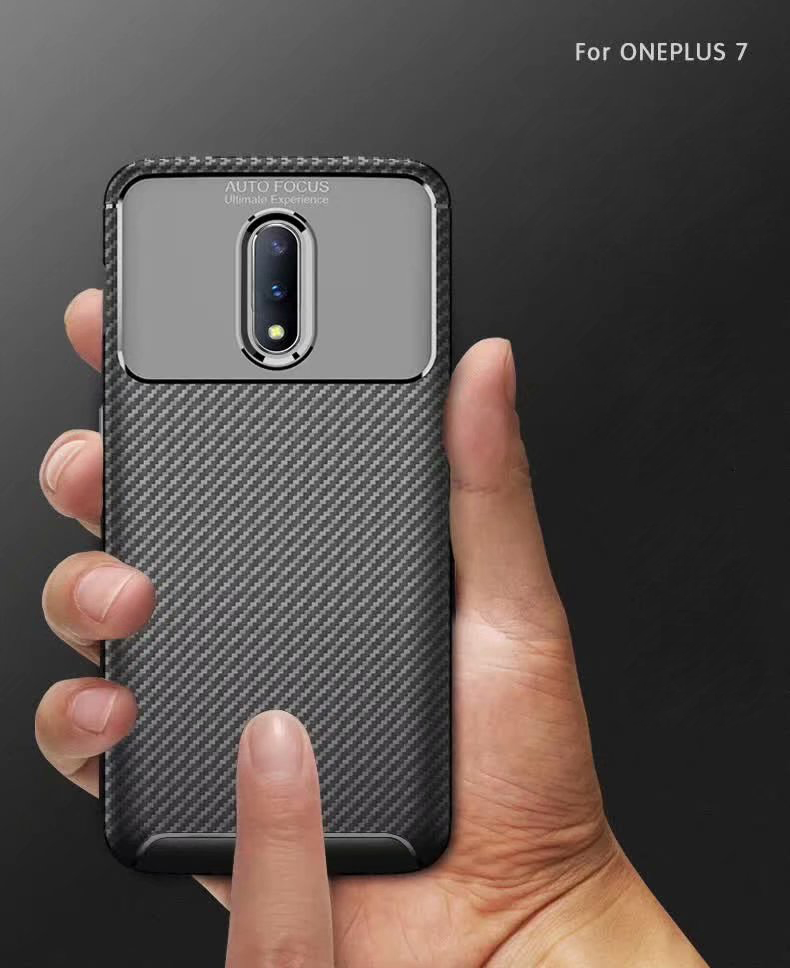 New Premium Shock Protection Carbon Fiber Skin TPU Silicone Case For Oneplus 7