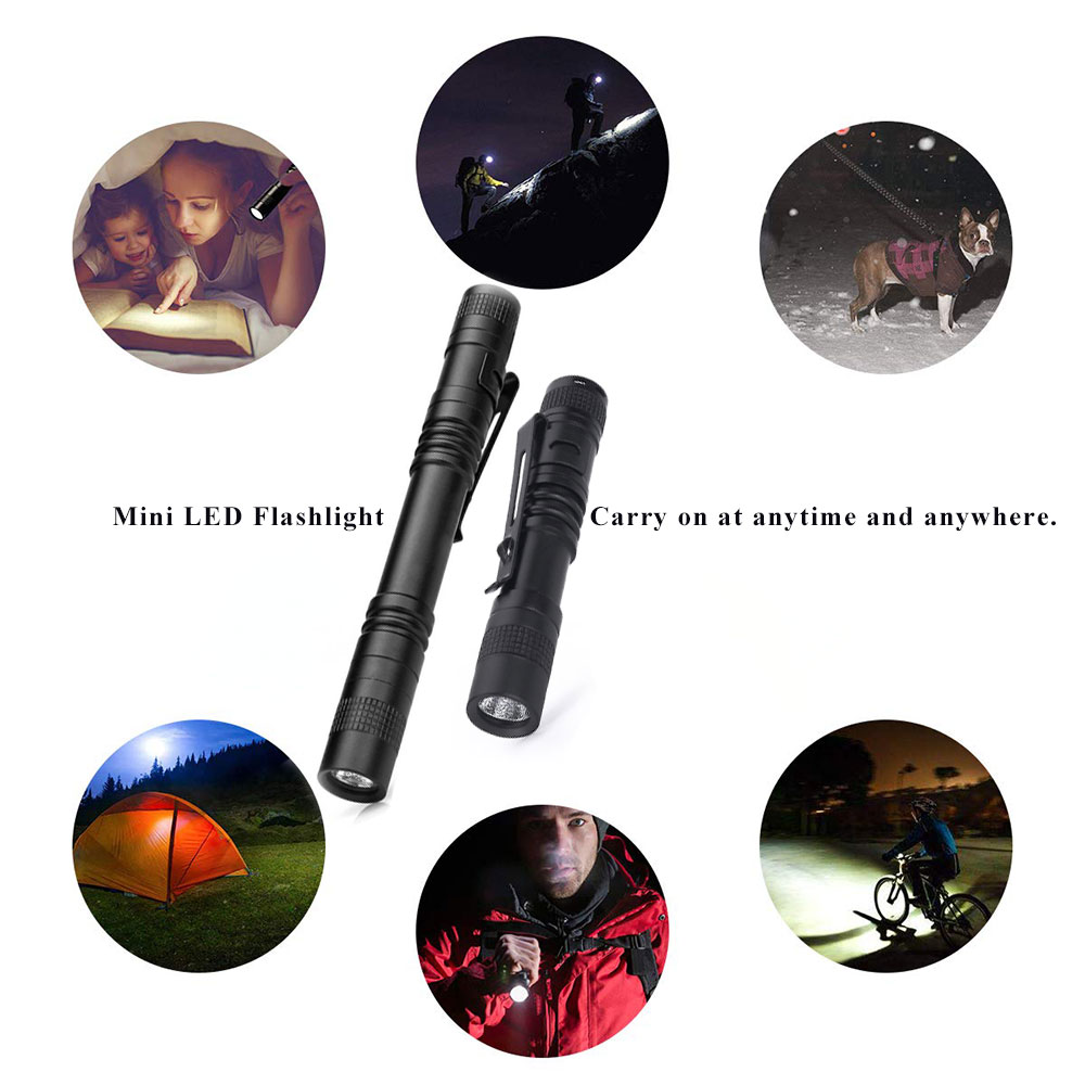 Super Small Mini LED Flashlight Set Battery Powered Handheld Pen Light Tactical Pocket Torch