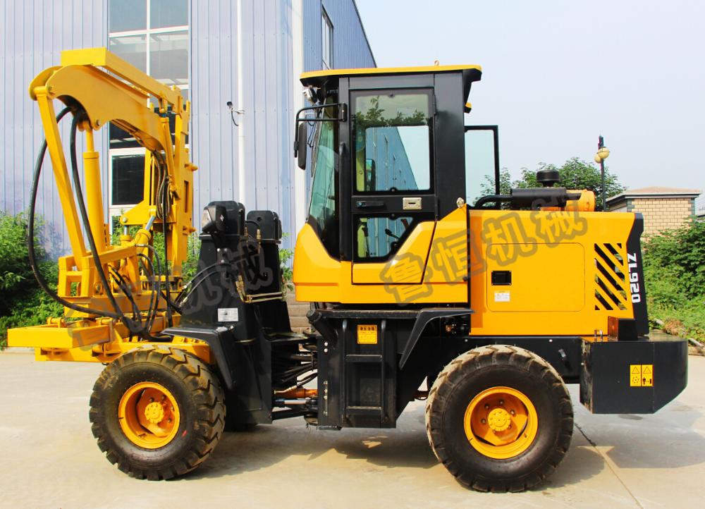 3.3 meter length post center stake excavator mounted hydraulic wheels loading guardrail pile driver