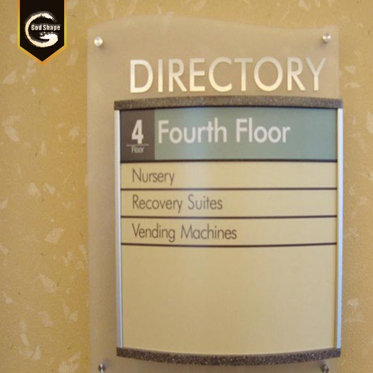 Custom clear acrylic directory sign aluminum alloy wayfinding sign