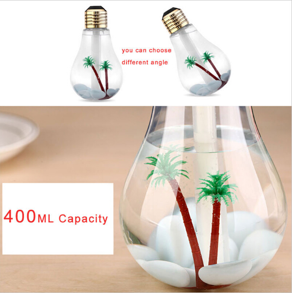 Wholesales Electric Car Air Purifier/USB Bulb Shape Ultrasonic Diffuser with led night lamp