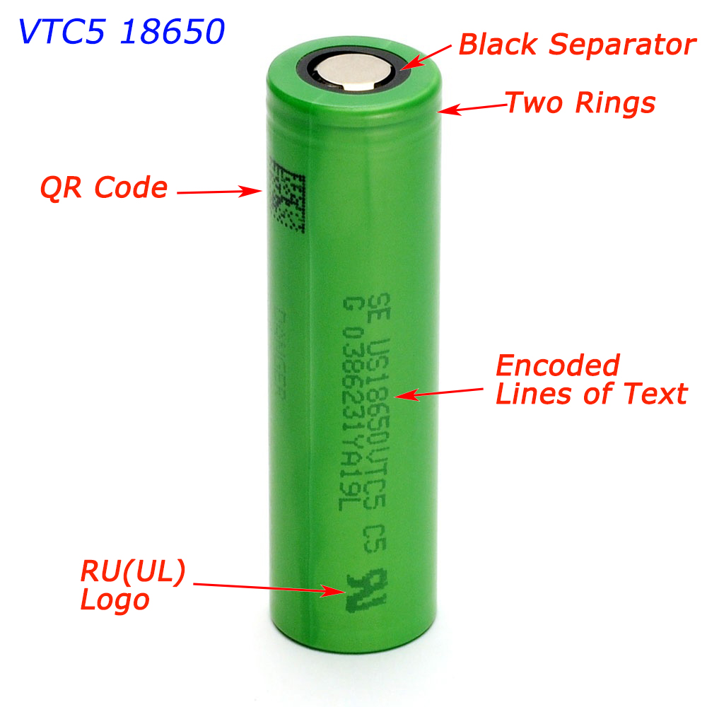 Custom 3.7v 2600mAh 18650 vtc5 rechargeable battery cell for vape