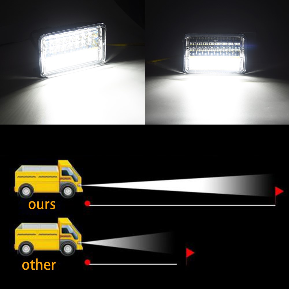 Auto Square Headlamp Dual  Color head lamp DRL Hi Lo Beam Angel Eye 73W 12V 24V Truck 4X6 Led Car Headlight Fog lamp