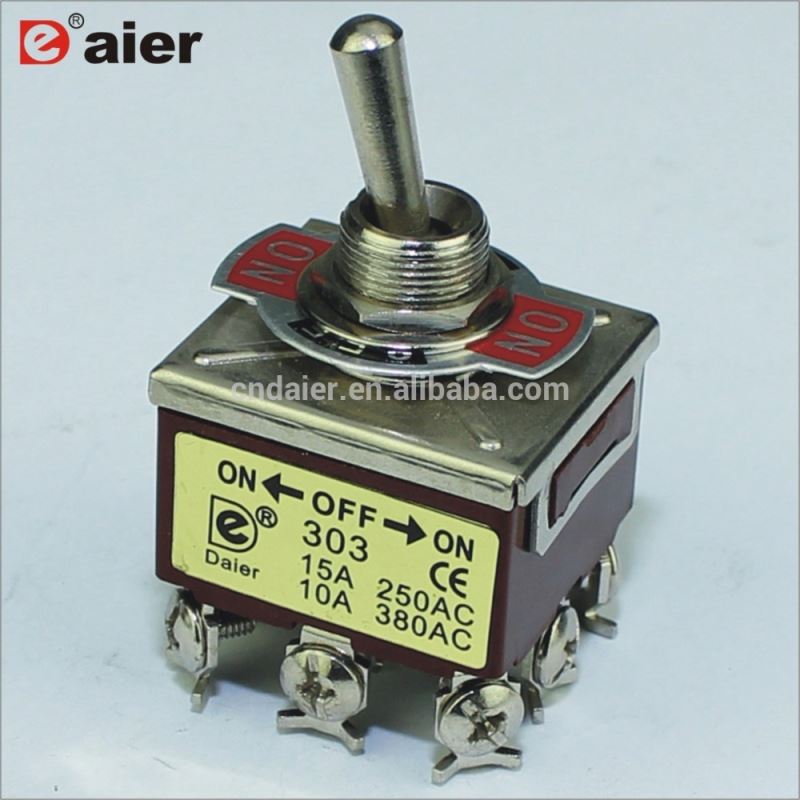 KN3C-303 15A 12MM 3PDT ON-OFF-ON 9Pins Toggle Switch Three Way