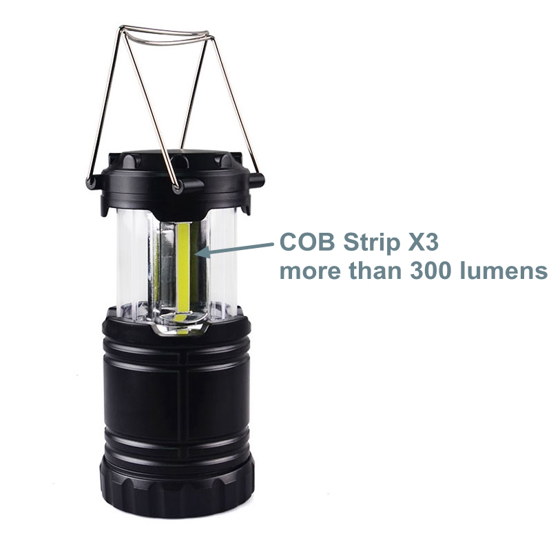 TOPCOM LED Camping Lantern Ultra Bright Portable Outdoor Flashlight (Black, Collapsible)