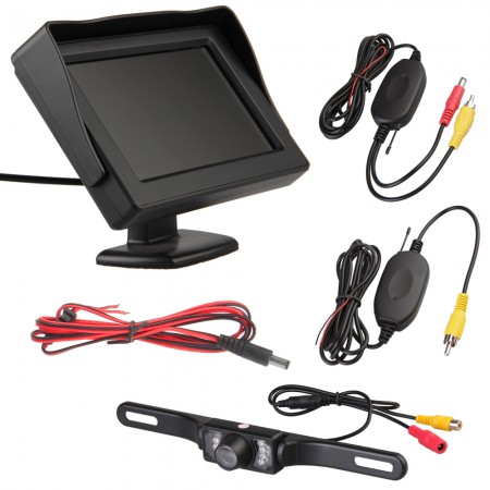 Car Rearview Camera 7 LED + Wireless Transmitter & Receiver + 4.3 LCD Monitor