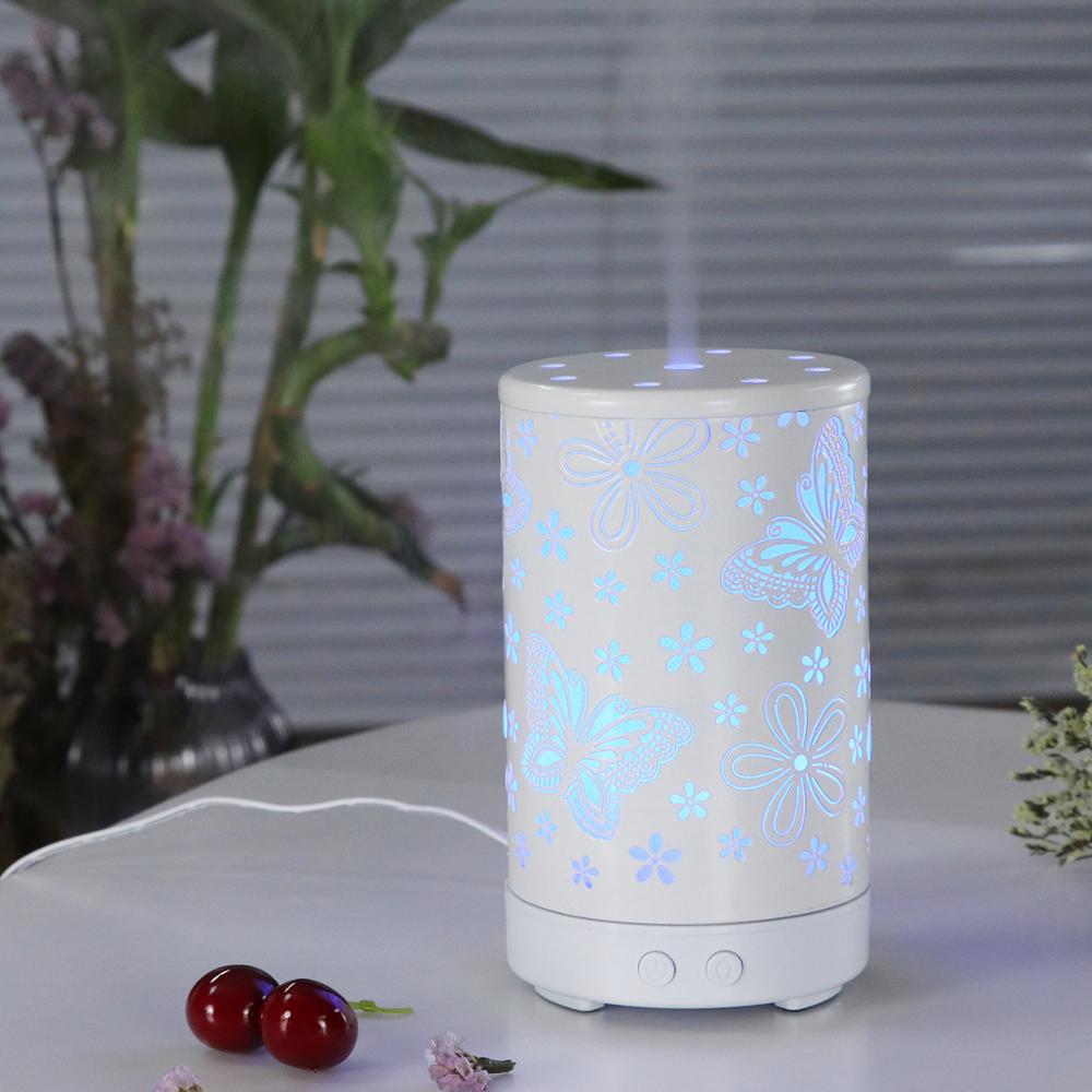 butterfly shape 3D Aroma Essential Oil Diffuser Aromatherapy Diffuser Metal Mist Maker With LED Night Lamp Home Office