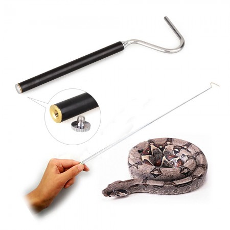 66cm Stainless Steel Handle Tongs Snake CatchTelescoping Pocket Snake Reptile V Hook Herp Tool