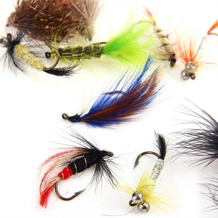 12 Hackled Dry Trout Fly Fishing Flies with big eyes fly bait lures bait hook
