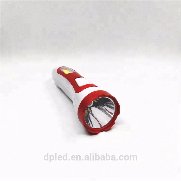 Rechargeable emergency torch light with 10 cob side light