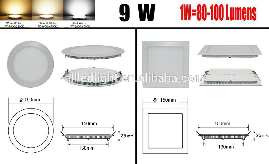 Ultra Thin 9W Luminaria Led Panel Spot Led Bombillas LED Lamp Lamparas Down Light Fixtures Recessed Painel Ceiling Light