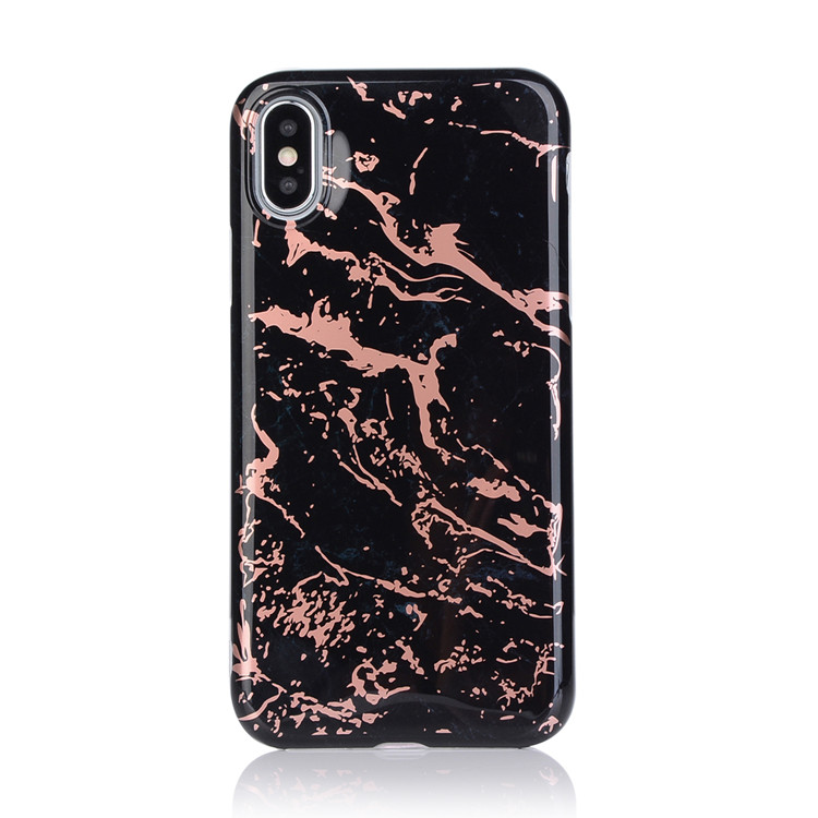 For iPhone 8 Cell Phone Case , Silicon Gold Blocking Green Silicon Marble Case for iPhone X 8 7 6 plus