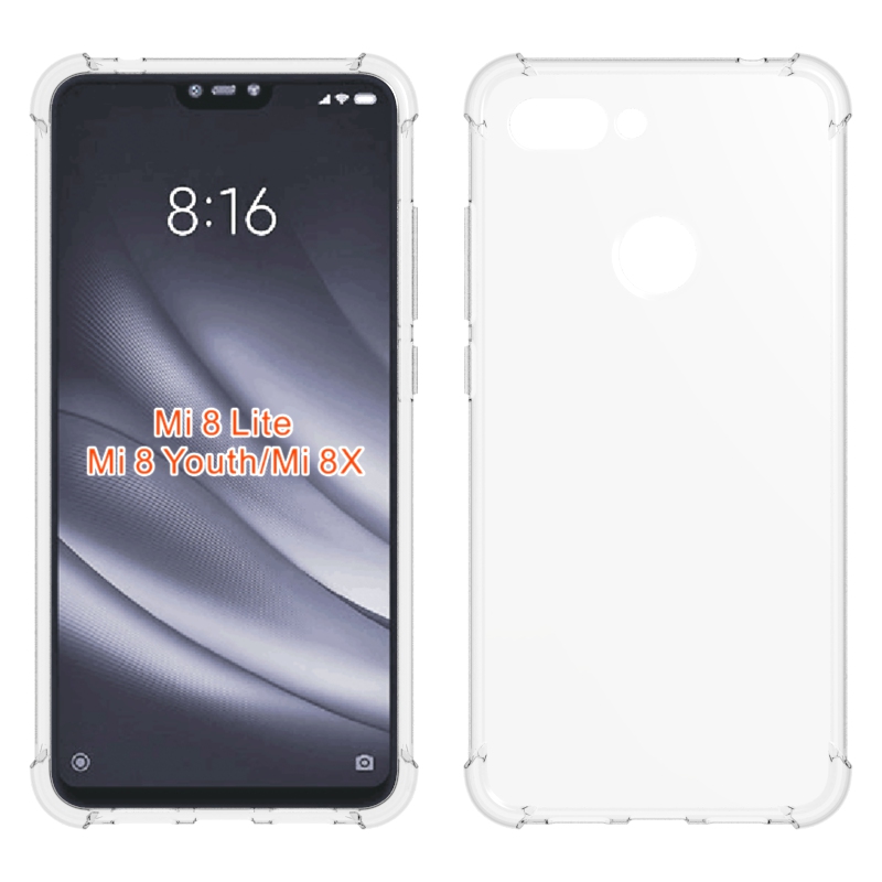 Transparent Shockproof soft  case For Xiaomi mi8 lite Tpu cover