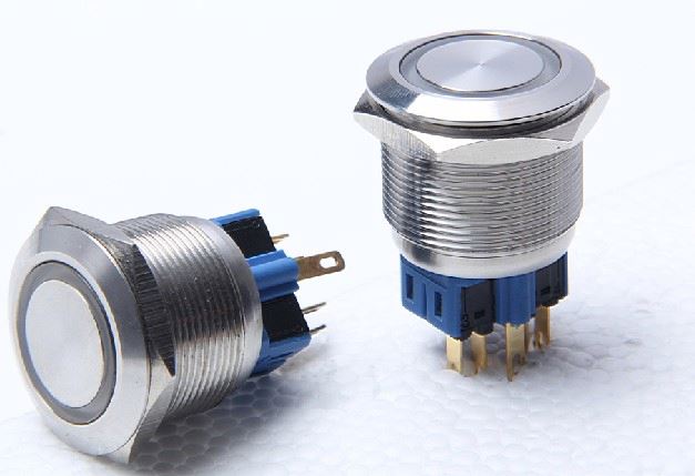 Waterproof Single Pole Single Throw LED Lighted 25mm Metal Push Button Switch