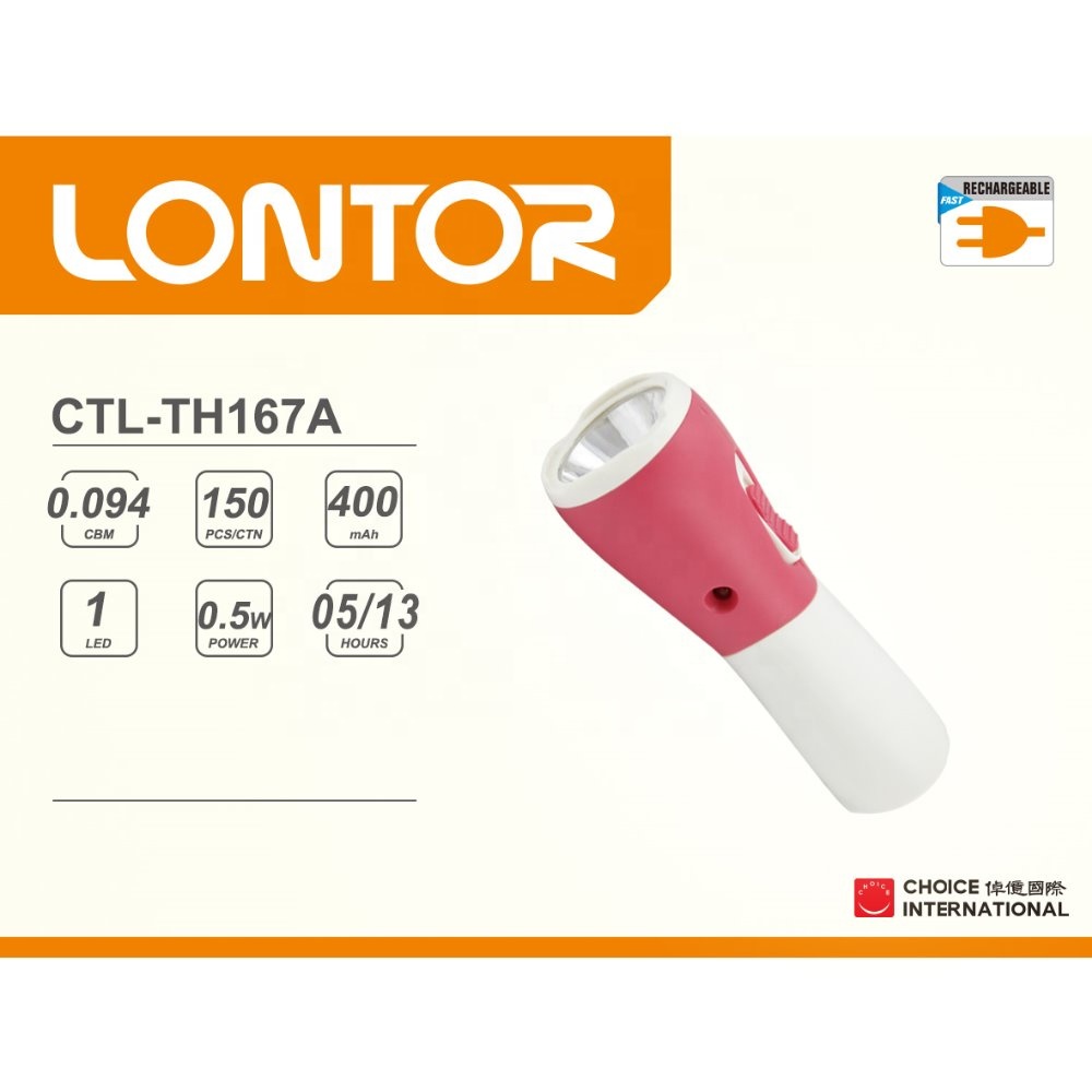 2019 LONTOR hot-selling rechargeable led mini torch flashlight   CTL-TH167A