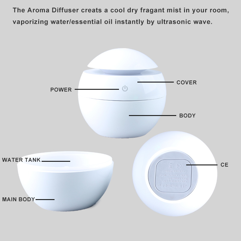 Mini Cute Mini Aroma Diffuser for home hold, 7 RGB led changing Lamp Power Mist Air Humidifier