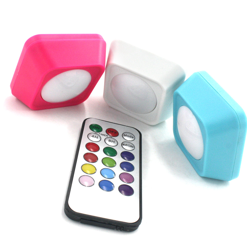 2019 NEW  Battery Operated Under Cabinet Light Colourful Square Remote Control RGB Light for Kitchen Closet Pantry Counter