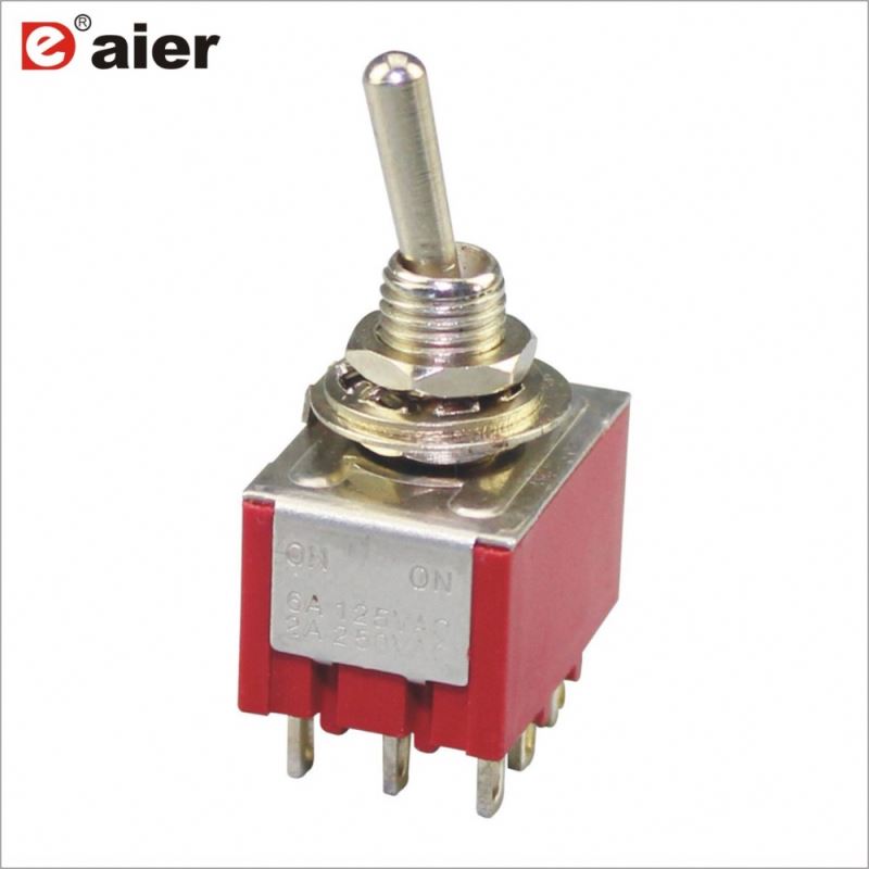 MTS-302 6A 6MM 3PDT ON-ON 2 Way 3 Pole Toggle Switch 9 Pin