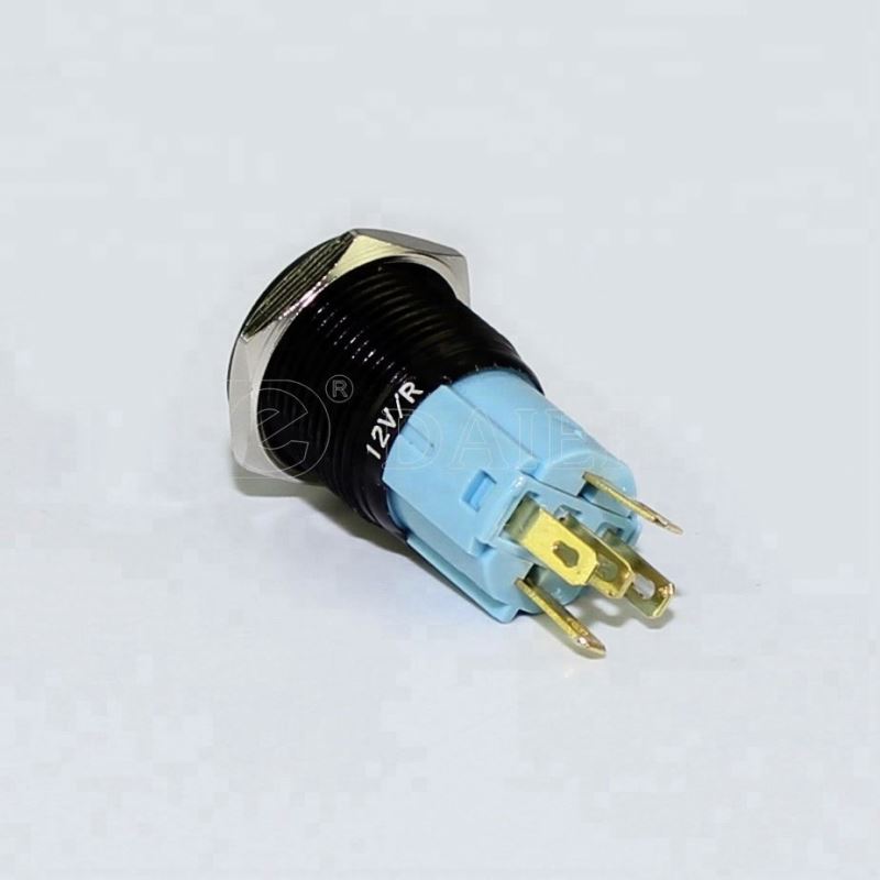 16MM Flat Button Ring Illuminate Momentary Or Latching Waterproof Metal Push Buttonswitch