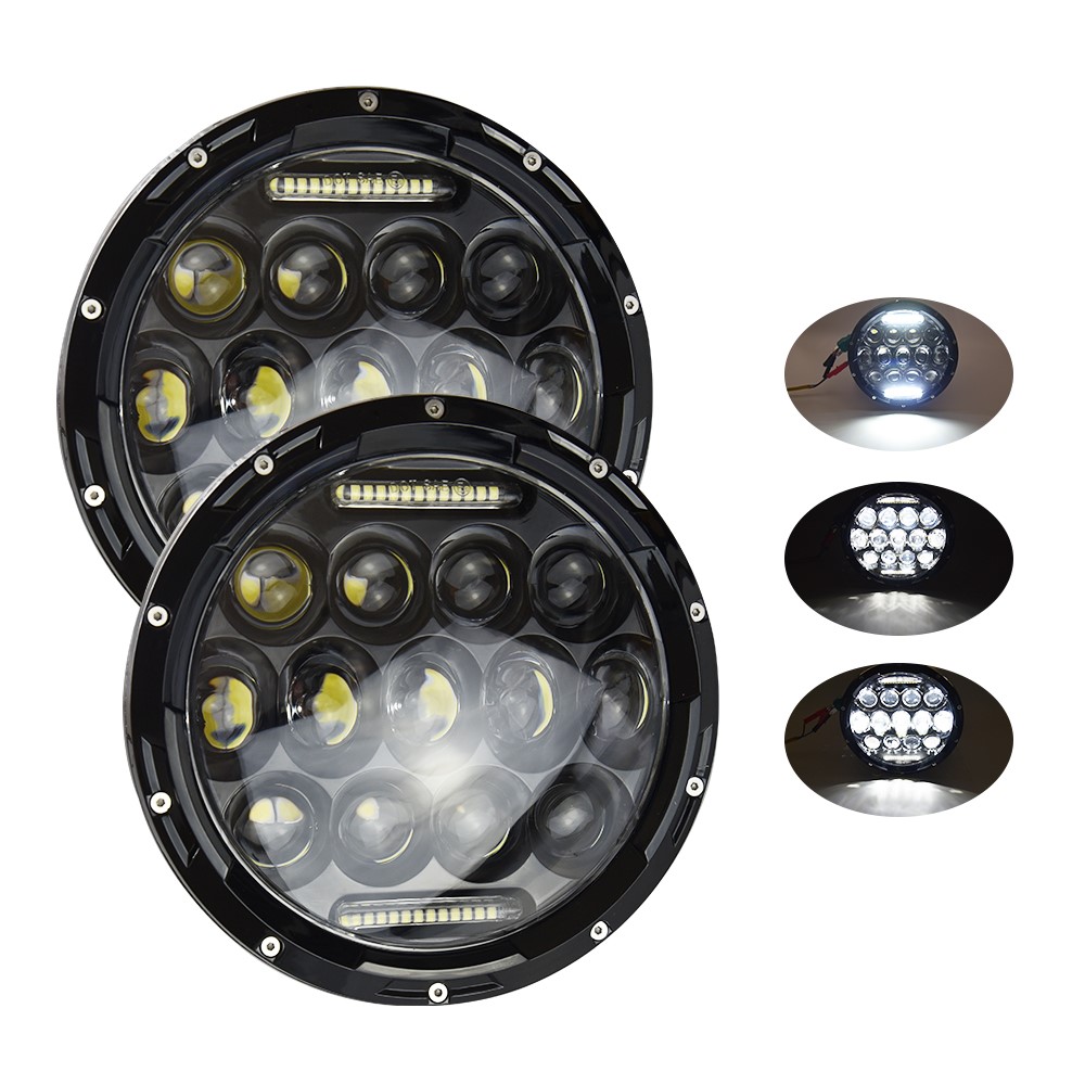 7 round led headlight ,black led headlight 7inch with DRL ,4x4 offroadbig truck head light