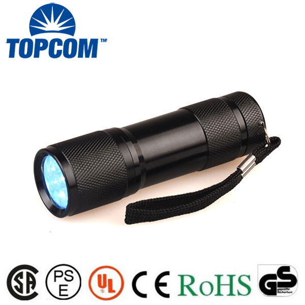 9 led 365nm uv flashlight for detecting fluorescence in cosmetics and baby stuff, Minerals, diamonds