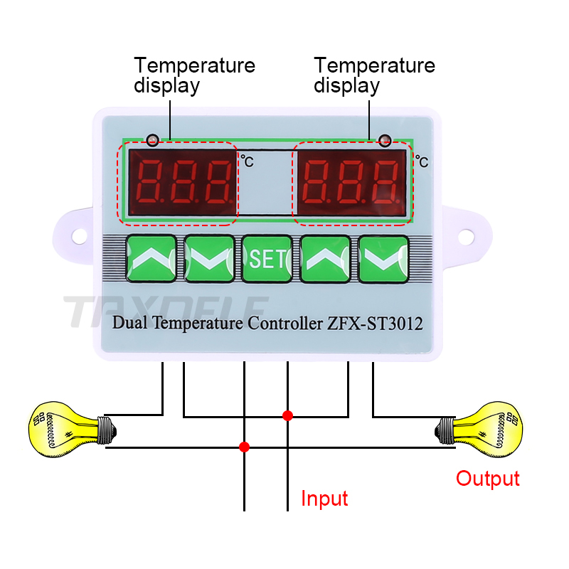 Digital Dual Display Temperature Controller Intelligent Thermostat Regulator Temp Incubator controller Switch with Dual Sensor