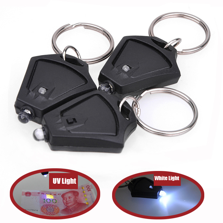 MINI 395NM  Portable Super Bright  LED Torch UV Keychain Flashlight Batteries Included