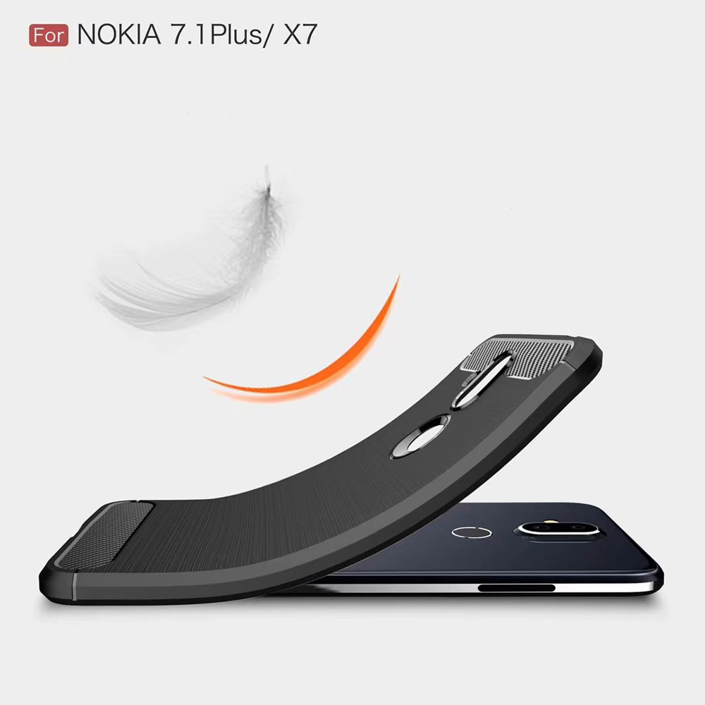 New Arrival Carbon Fiber Tpu case For Nokia 7.1 Plus brushed tpu soft cover