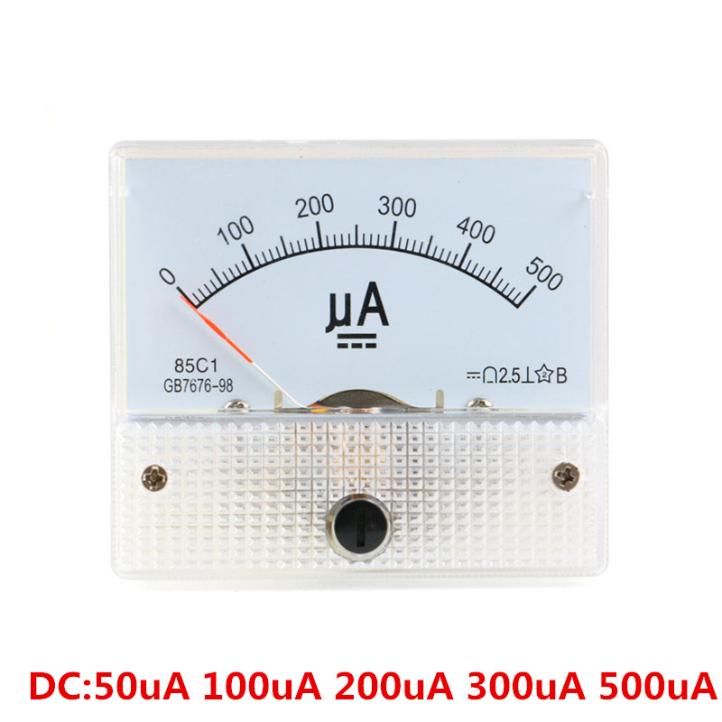 DC Analog Pointer Current Meter Panel 50uA 100uA 200uA 300uA 500uA AMP Gauge Current Mechanical Ammeters