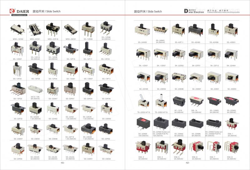 3A 250VAC SPDT 3Pin PCB Terminal Mini Metal Switch Slide