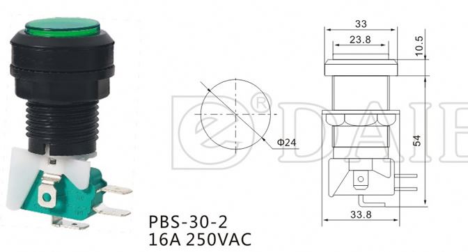 24mm Arcade Lighted Push Button For Game Machine