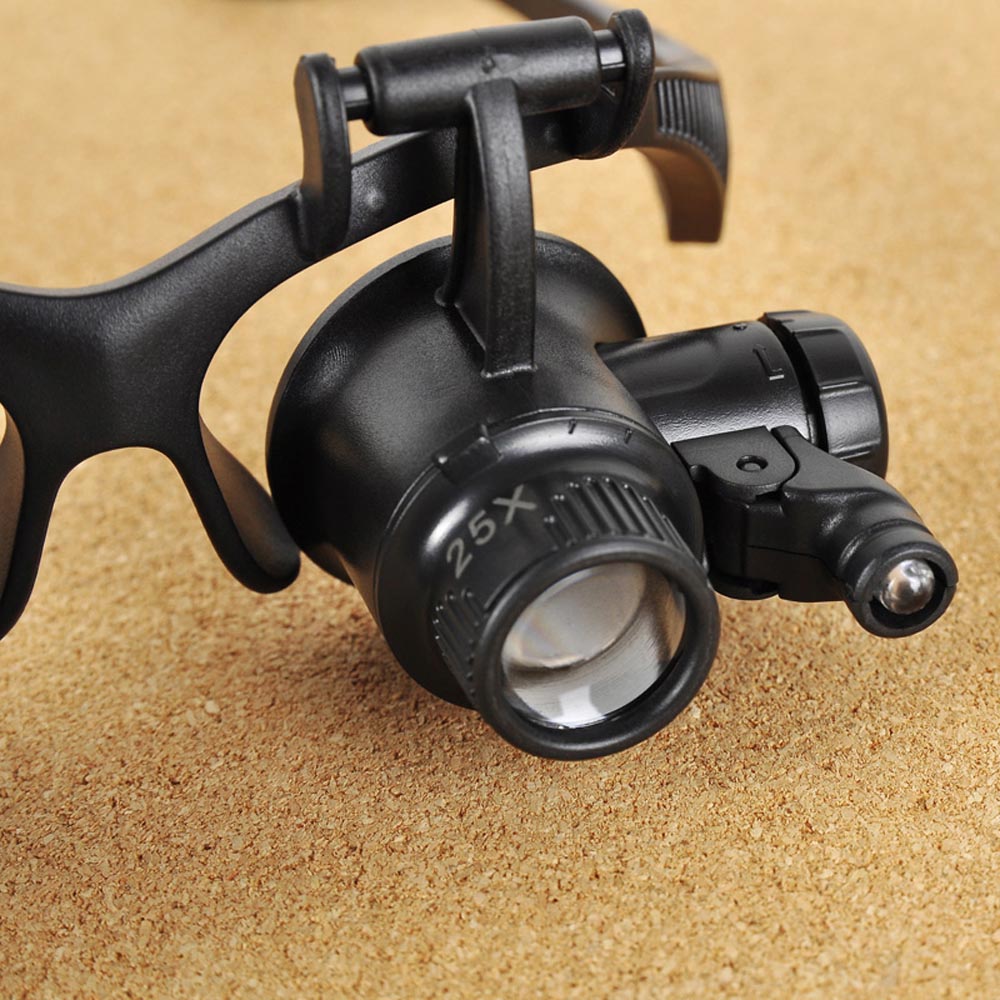 10X 15X 20X 25X Portable Eyewear Magnifier Folding Watch Repair Glasses Loupe Magnifying Glass with LED Light Optical Instrument