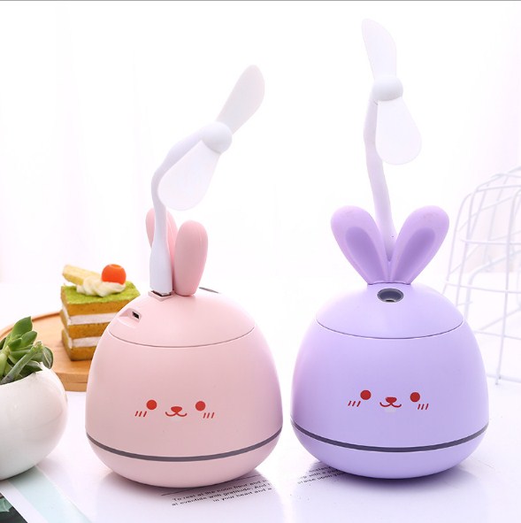 USB Air Purifier Cool Mist Humidifier with Breathing Night-Light, Little Size Rabbit Air Diffuser for Bedroom/Office/Yoga