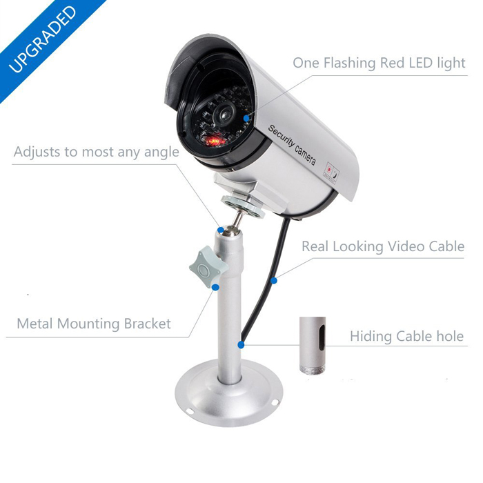 NINGBO 2*AA power supplies IP66 Surveillance CCTV dummy security camera with one LED Light Warning Security Alert Sticker Decals