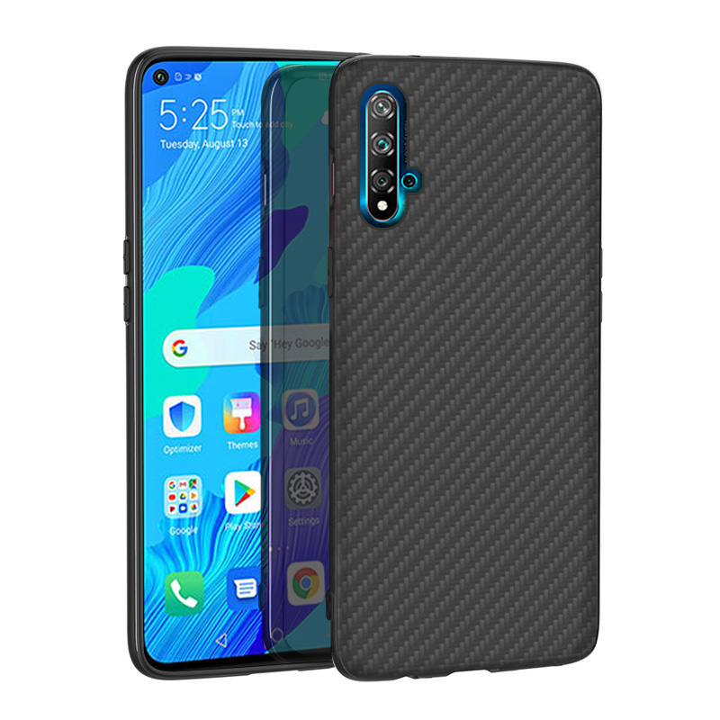 Matte Finish Carbon Fiber Textured Light Thin Shock Absorbing Bumper Skin hard case for Huawei Nova 5T