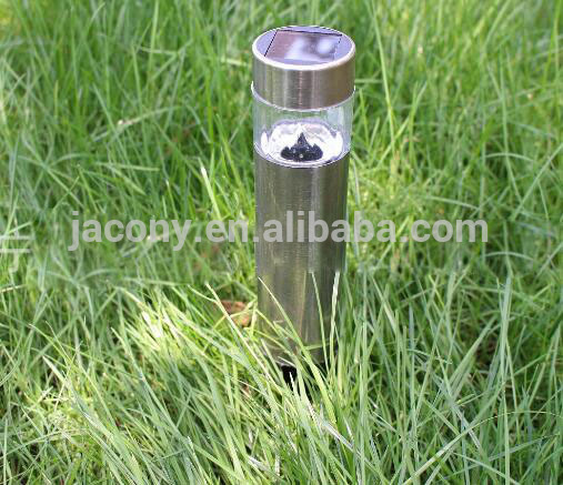 Outdoor Auto sensor waterproof Stainless Steel Path stake lighting landscape Solar Garden LED Round Bollard Light Lighting