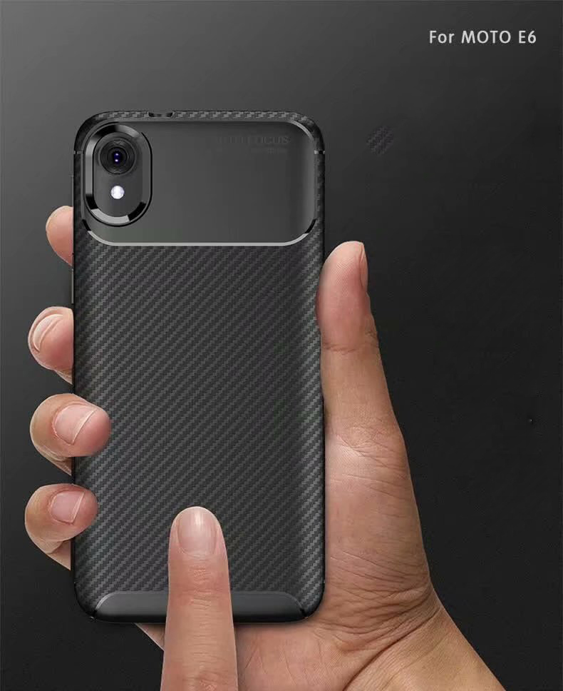 Carbon Fiber 360 Protective phone case For Motorola Moto E6 Core TPU Silicone back cover case