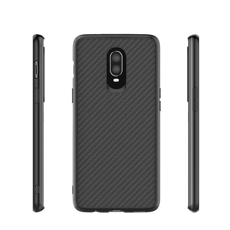 New Arrival Matte Finish Carbon Fiber Textured Light Thin Shock Absorbing Bumper Skin Back cover hard case For oneplus 6T