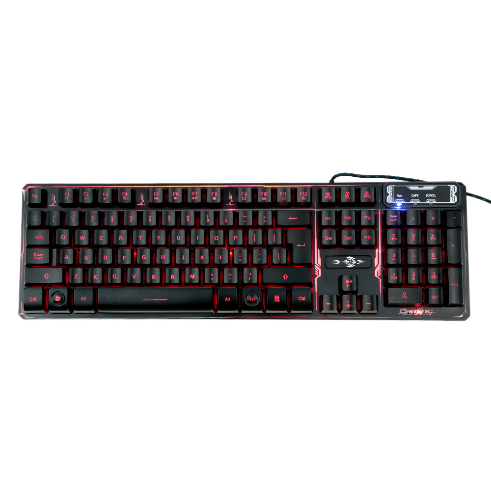 Professional Gaming Keyboard 3 Colors LED Backlit Adjustable USB Wired Computer Keyboard for Laptop PC Game Players