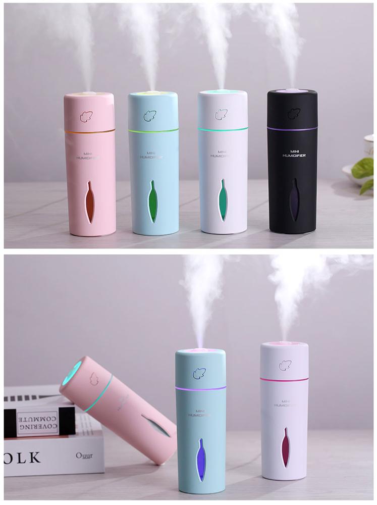 Amazon Hot sales Leaf Aroma Humidifier,Mini Cool Mist AQUA Color Humidifier with Auto Shut Off and Moon Light