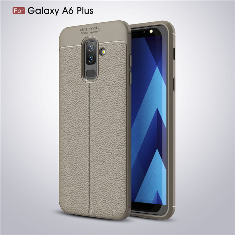 Hot Sell Litchi pattern Soft Tpu case for Samsung Galaxy A6 Plus Cover