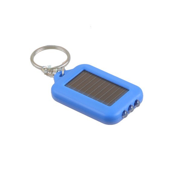 Bule house 3 LED Solar torch key chain/Mini LED Flashlight KeyChain with solar panel